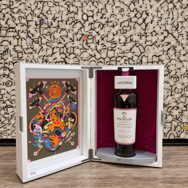 The Macallan Distil Your World Mexico bottle with open presentation box